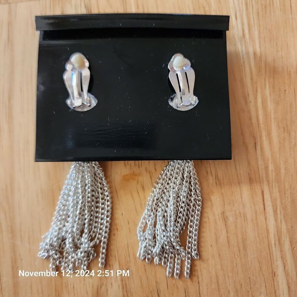 Jonathan Paul Dangle Earrings Silvertone Blue Stone - Picture 5 of 6